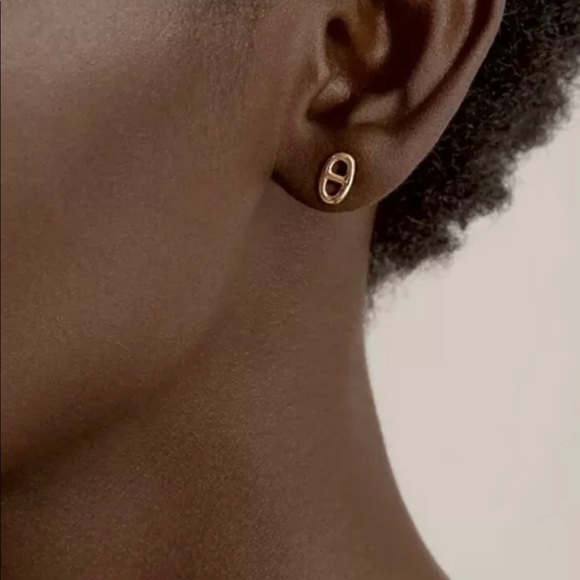 Hermes Chaine D'Ancre 18k Rose Gold Stud Earrings - Picture 2 of 11